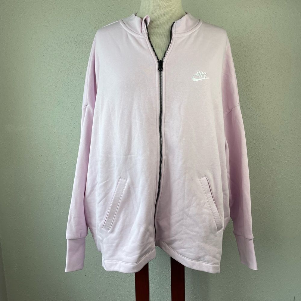 Nike Full Zip Collarless Oversized Jacket Size XL EUC PINK